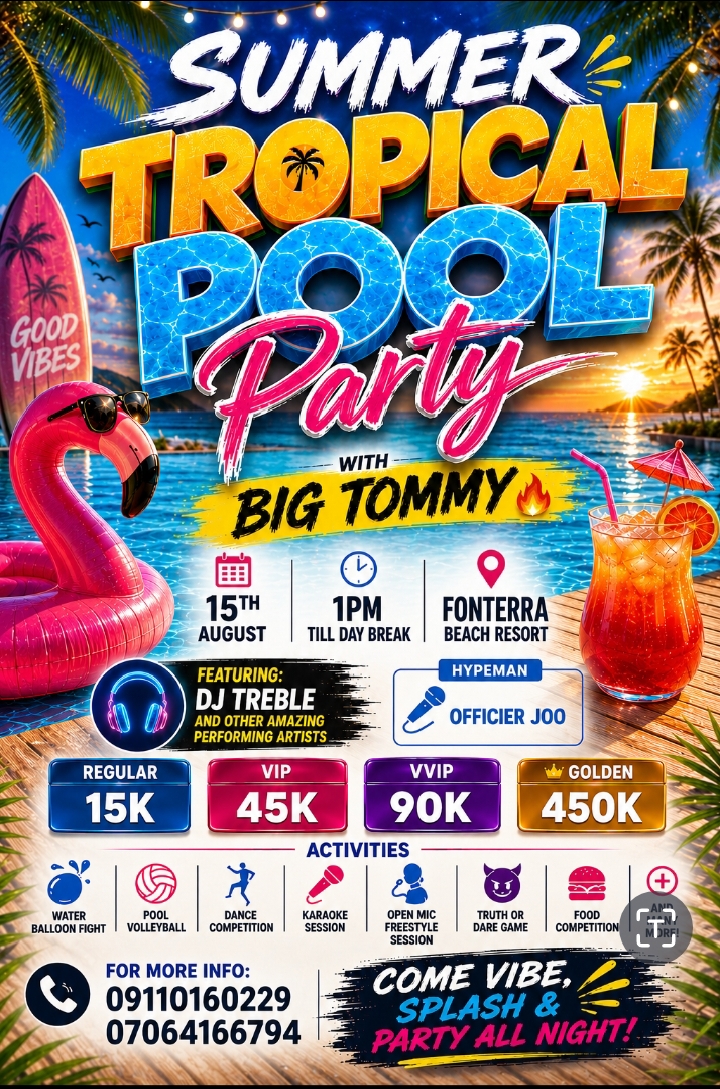 Summer tropical pool party with Big Tommy