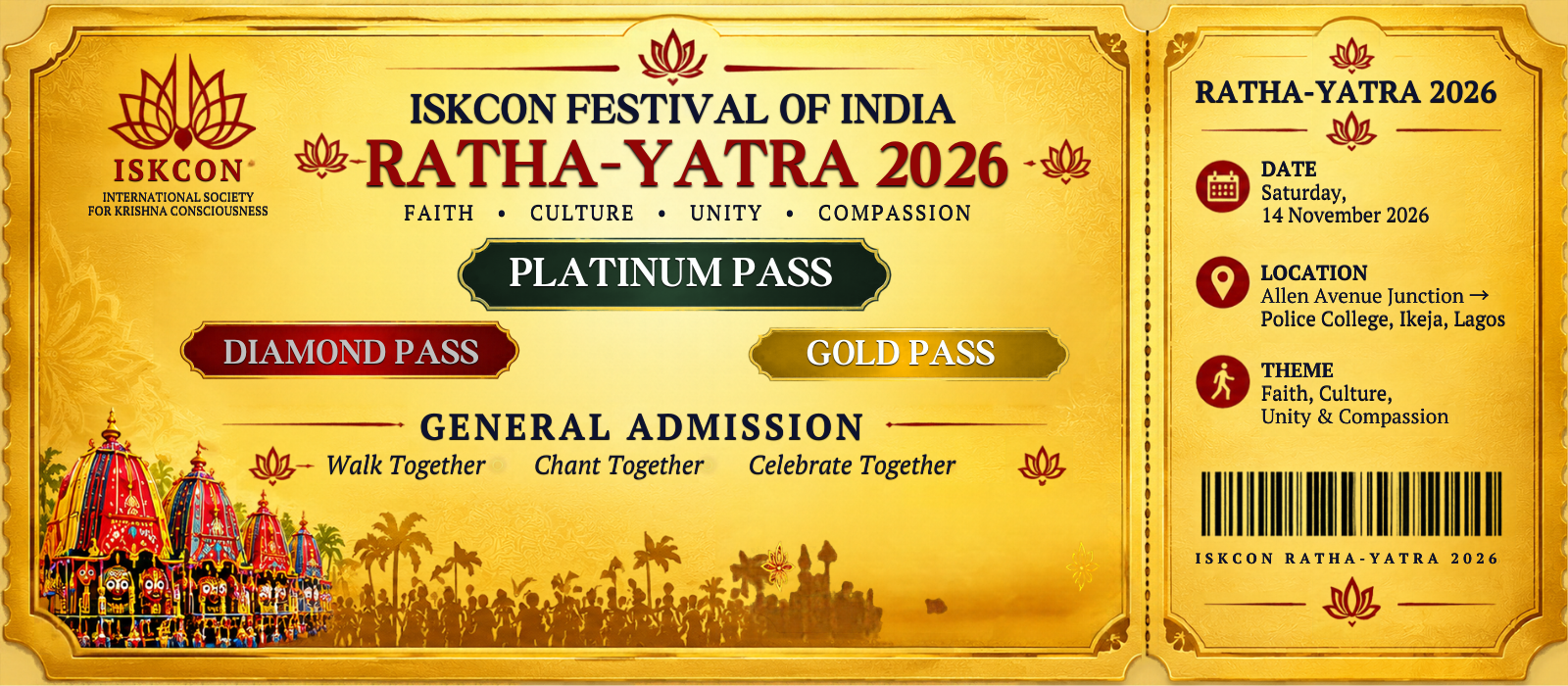 ISKCON Festival of India – Lagos Ratha-Yatra 2026