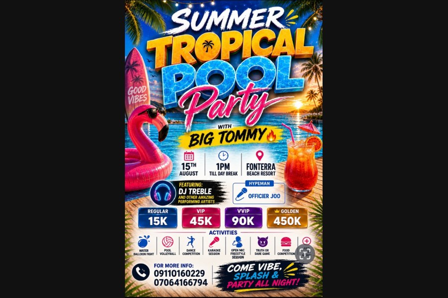 Summer tropical pool party with Big Tommy - event on Tickethub.ng